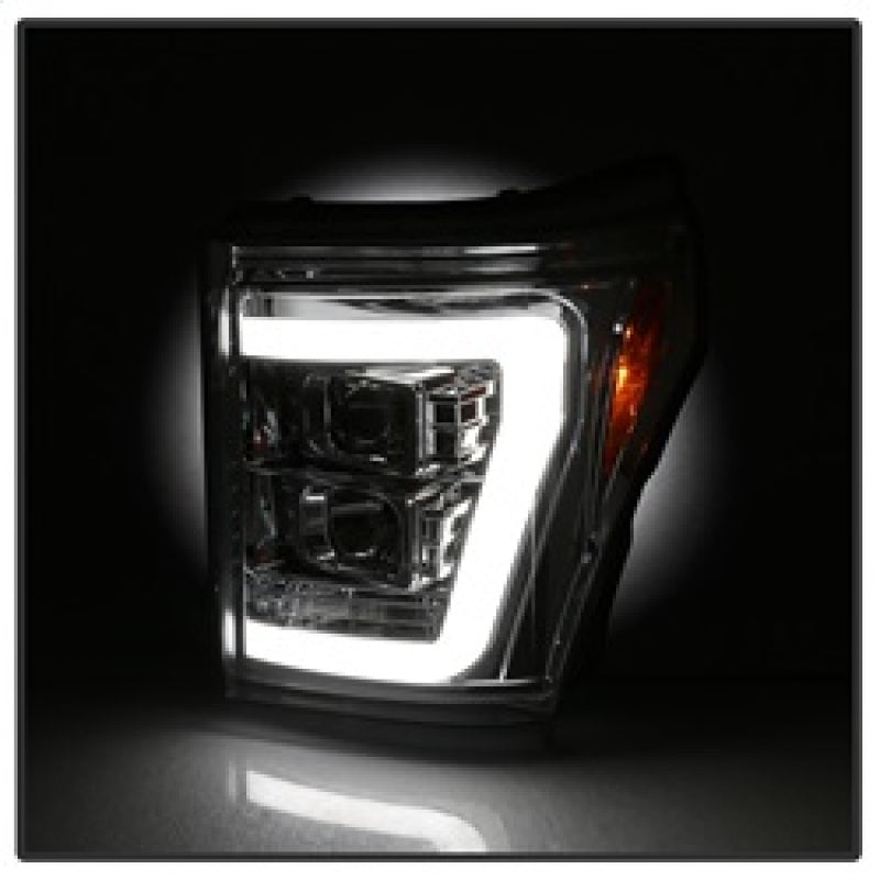 Spyder 11-16 Ford F-250/F-350 V2 Projector Headlights - Light Bar DRL - Chrome PRO-YD-FS11V2-LB-C