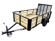 Load image into Gallery viewer, 5x10 Utility Trailer with 3 board wood sides 24in tall - Quality Steel and Aluminum  - Model 6210ANSA3.5Kw/HS