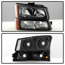 Load image into Gallery viewer, Xtune Chevy Silverado 2500HD 03-06 Crystal Headlights w/ Bumper Lights Black HD-JH-CSIL03-AM-BK-SET