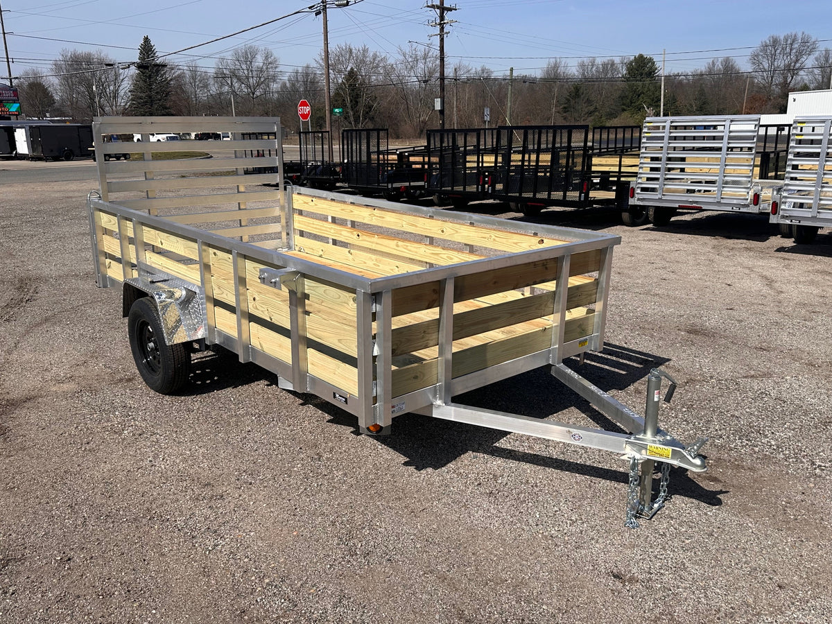 6x12 Aluminum Utility Trailer with 3 board wood sides 24in tall - Qual ...