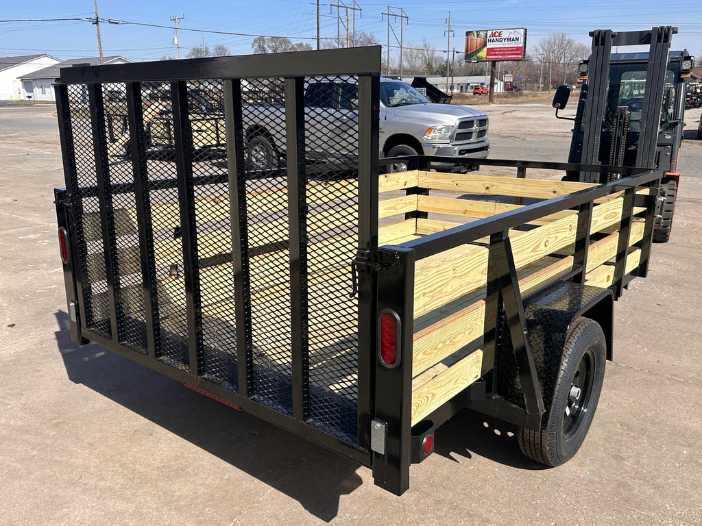 7x12 Utility Trailer with 3 board wood sides 24in tall - Quality Steel and Aluminum  - Model 8212ANSA3.5Kw/HS