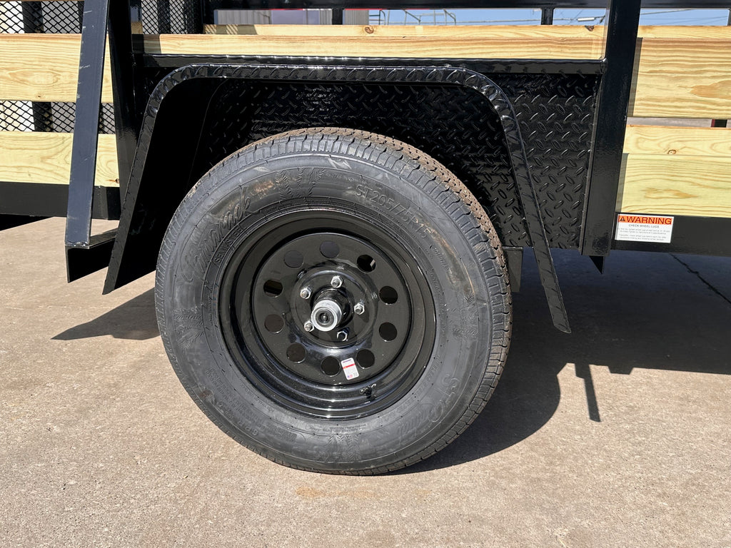 7x12 Utility Trailer with 3 board wood sides 24in tall - Quality Steel and Aluminum  - Model 8212ANSA3.5Kw/HS