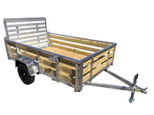 Load image into Gallery viewer, 6x10 Aluminum Utility Trailer with 3 board wood sides 24in tall - Quality Steel and Aluminum  - Model 7410ALSLSA3.5Kw/HS